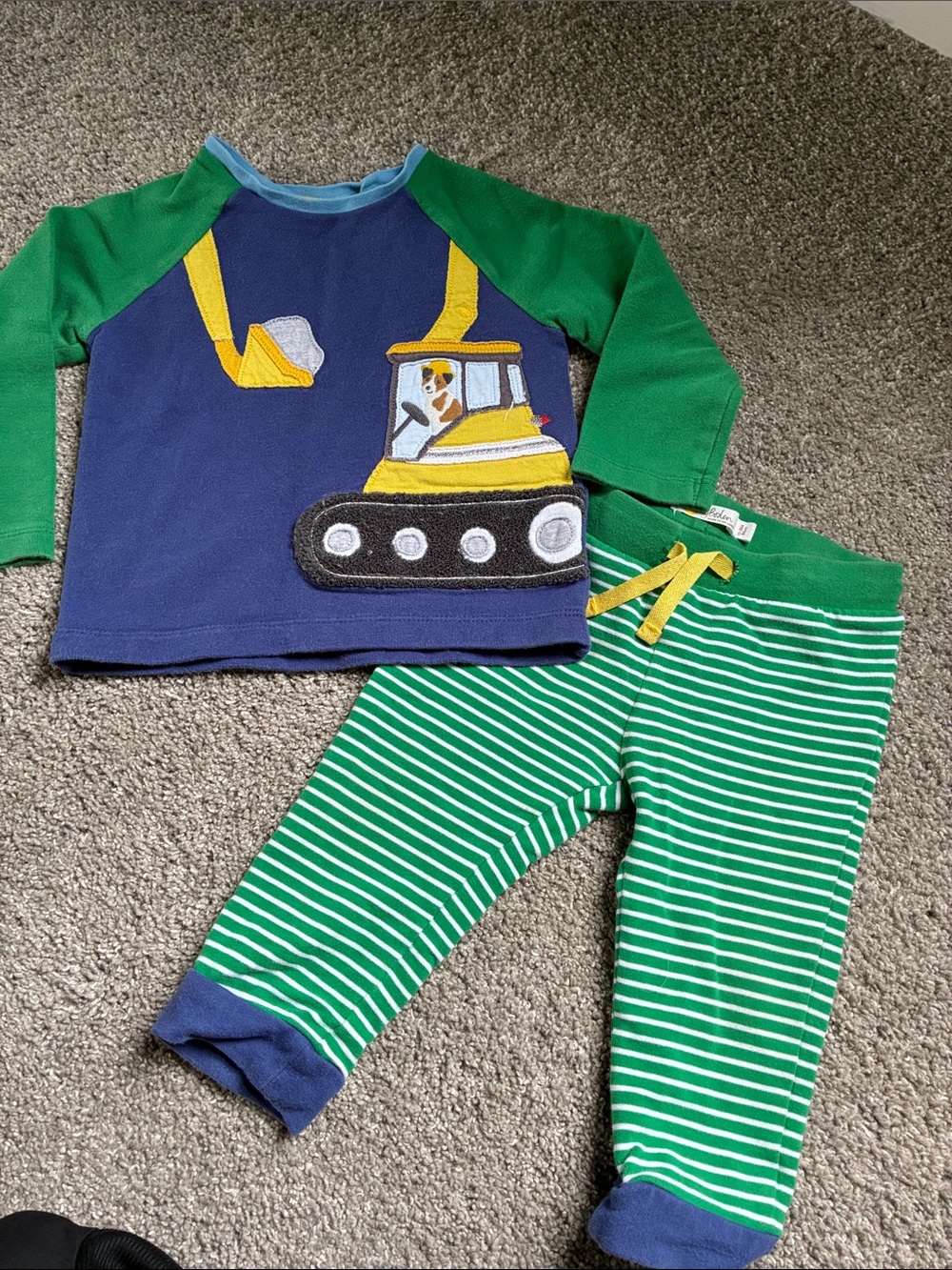Baby Boden Navy & Green Excavator  Set